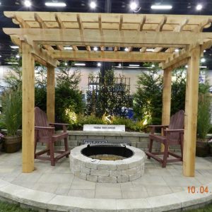 firepit under pergola