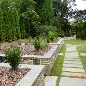 brick walkway and brick wall