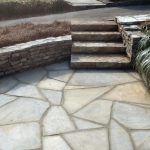 stone patio with stairs