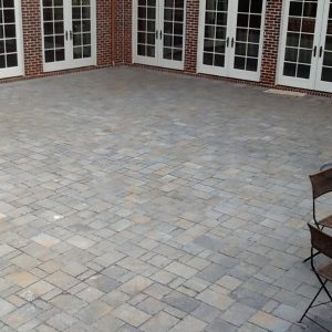 brick patio with chairs