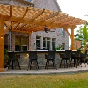 outdoor patio with bar