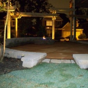 stone patio at night