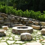 firepit with stone wall