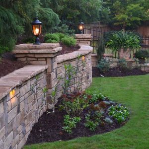 stone wall with lighting