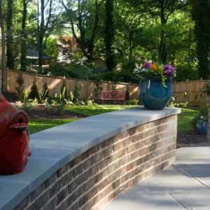 brick wall with flowers