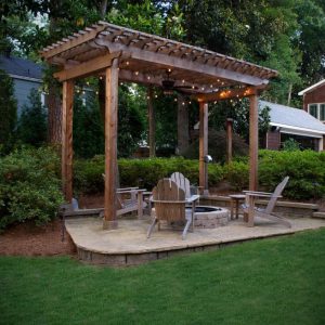 pergola with chairs