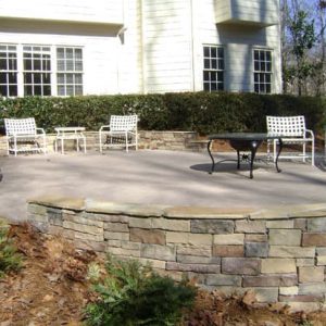 brick patio with furniture