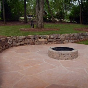 firepit with stone wall